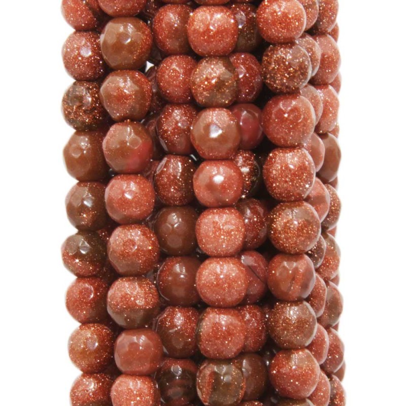 Pietra del sole marrone 6 mm sfaccettata filo 40 cm (stelle6m) - pietreeminuterie.com