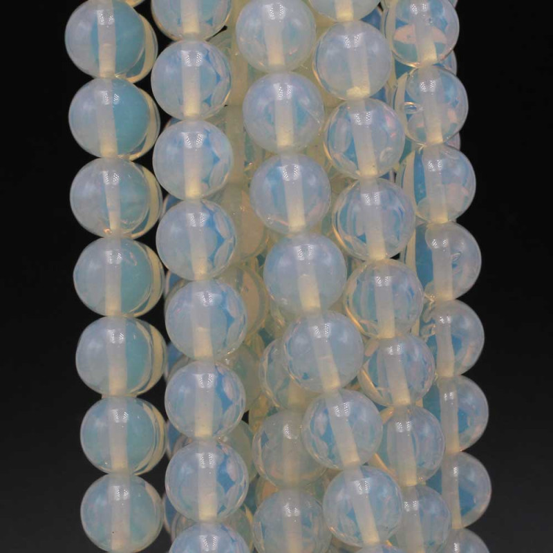 Pietra di luna tonda liscia 10 mm filo 40 cm (pluna10) - pietreeminuterie.com