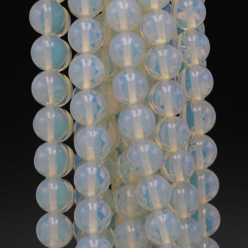 Pietra di luna tonda liscia 10 mm filo 40 cm (pluna10) - pietreeminuterie.com