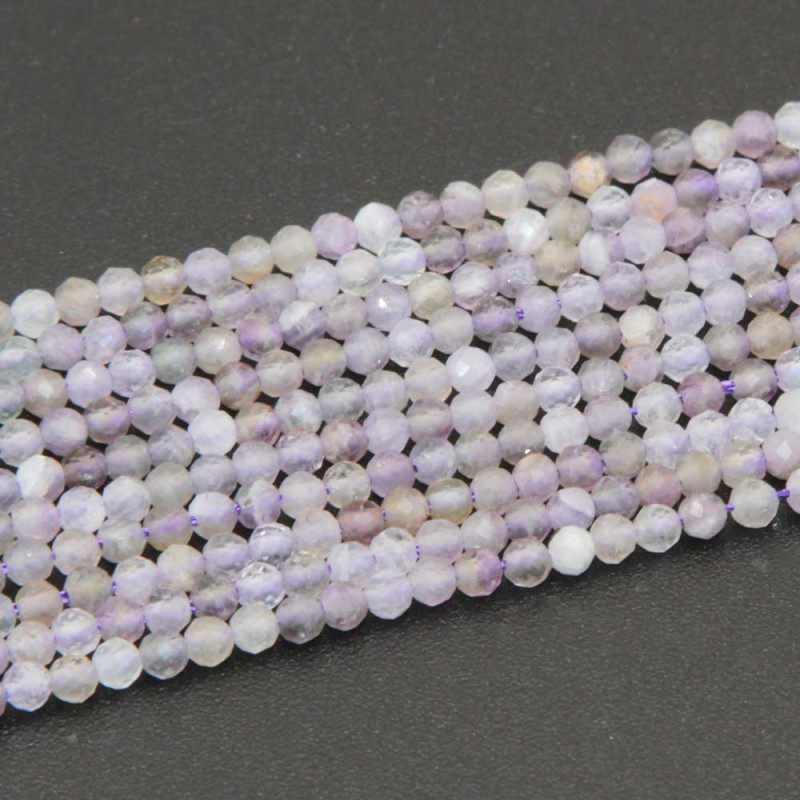 Pietre dure ametista tonde schiacciate sfacc. 2 mm filo 40 cm (ame-2mm-2) - pietreeminuterie.com