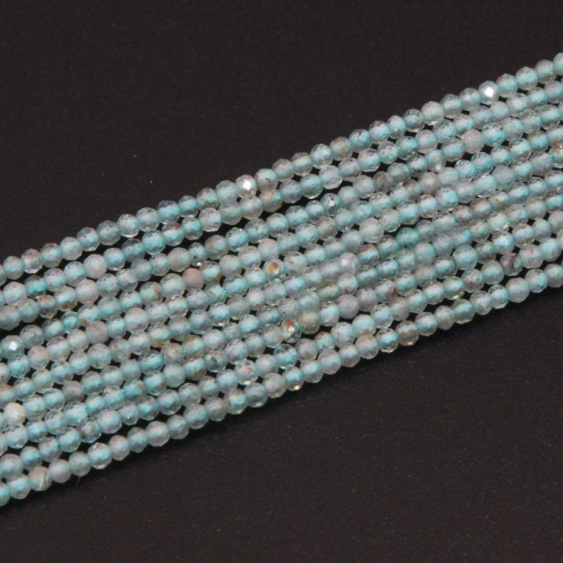 Pietre dure acuamarina tonda schiacciate 2 mm sfacc. filo 40 cm (2mm-piet-3) - pietreeminuterie.com