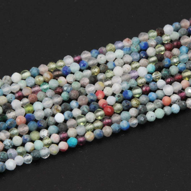 Pietre dure miste tonde schiacciate 2 mm sfacc. filo 40 cm (2mm-piet-7) - pietreeminuterie.com