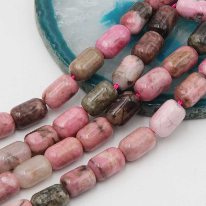 Pietre dure barilotto rodonite grado A++ 9x6 liscio conf.10 pz (bari-a6s3) - pietreeminuterie.com