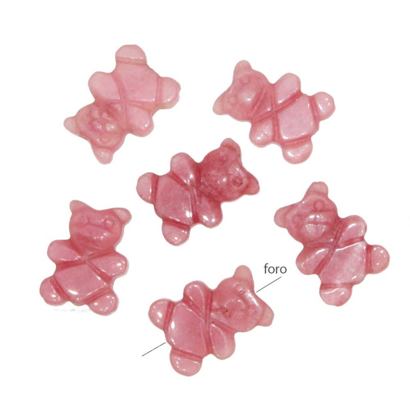 Agata rosa orsetto 21x14 mm conf. 2 pz (ors6692s) - pietreeminuterie.com