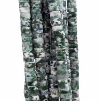 Pietre dure heishi rondelle agata verde muschiata 4x2.5 mm filo da 40 cm