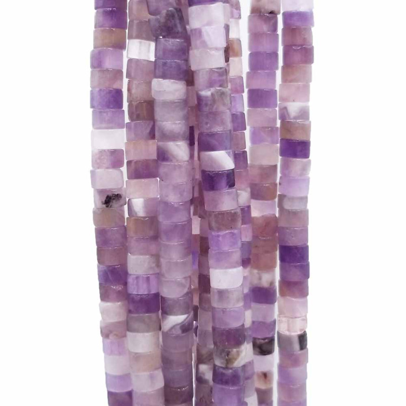 Pietre dure Heishi ametista rondelle 4x2.5 mm filo da 40 cm (ame557xc) - pietreeminuterie.com