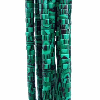Pietre dure Heishi malachite rondelle 4x2.5 mm filo da 40 cm
