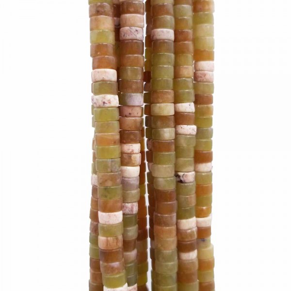 Heishi | Pietre dure Heishi giada verde colorata rondelle 4x2.5 mm filo da 40 cm - giac003a