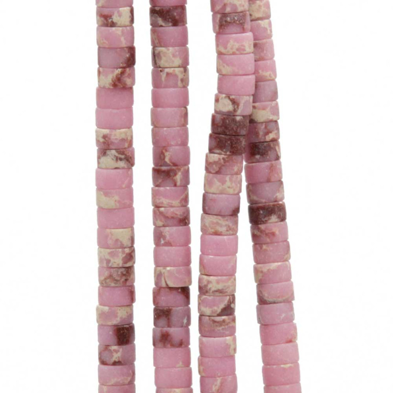 Pietre dure Heishi pasta rodocrosite rosa 4x2.5 mm filo da 40 cm (rod-43p3) - pietreeminuterie.com