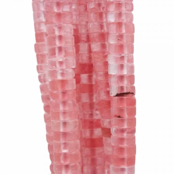 Heishi | Pietre dure Heishi quarzo rosa scuro rondelle 4x2.5 mm filo da 40 cm - qqii71z