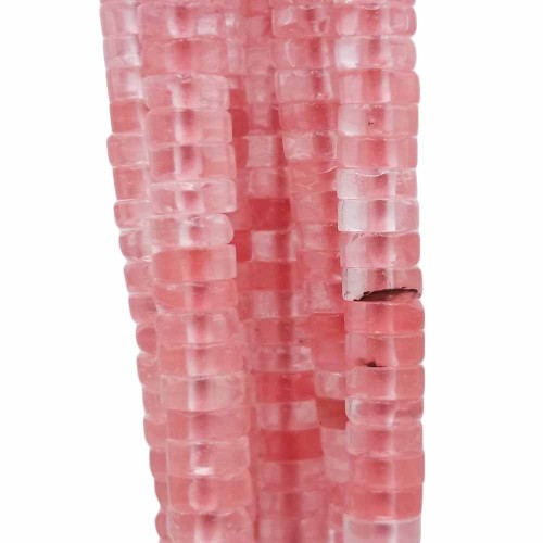 Heishi | Pietre dure Heishi quarzo rosa scuro rondelle 4x2.5 mm filo da 40 cm - qqii71z