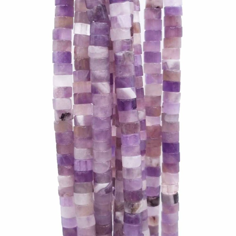 Pietre dure Heishi ametista rondelle 4x2.5 mm filo da 40 cm (ame557xc) - pietreeminuterie.com