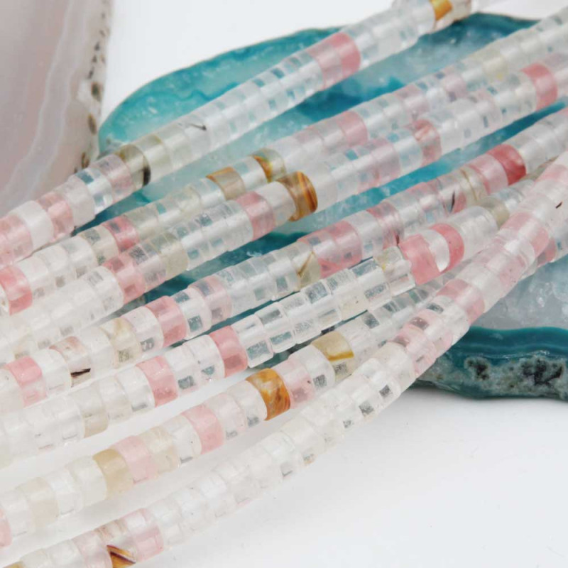 Pietre dure Heishi quarzo citrino 4x2.5 mm filo da 40 cm (he-qq188) - pietreeminuterie.com