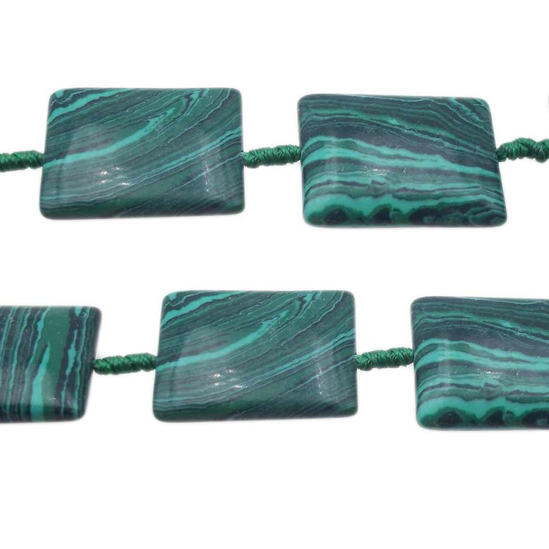 Malachite sint. rettangolo liscio 20x15 mm pacco 2 pz (de32) - pietreeminuterie.com