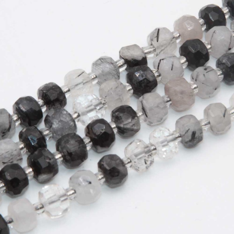 Rondelle pietre dure quarzo rutilato 7.5x6 mm sfacc. conf. 6 pz (ron-0p07) - pietreeminuterie.com