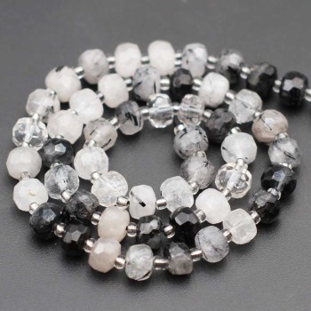 Rondelle pietre dure quarzo rutilato 7.5x6 mm sfacc. conf. 6 pz