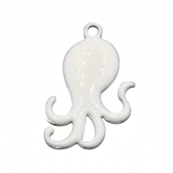 Charms polpo smaltato bianco 28x18 mm conf. 1 pz