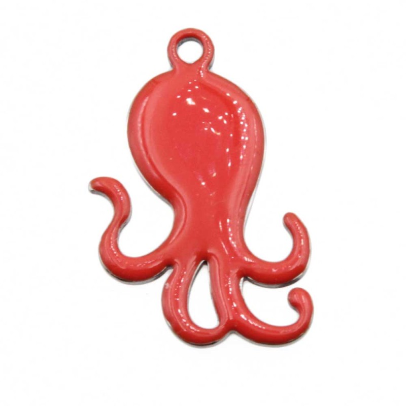 Charms polpo smaltato arancio 28x18 mm conf. 1 pz (pol-ar388) - pietreeminuterie.com