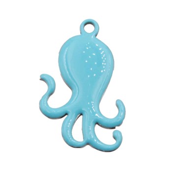 Charms polpo smaltato azzurro 28x18 mm conf. 1 pz