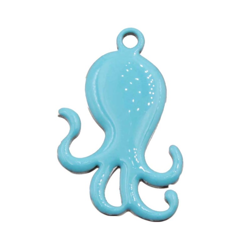 Charms polpo smaltato azzurro 28x18 mm conf. 1 pz (pol-az22) - pietreeminuterie.com