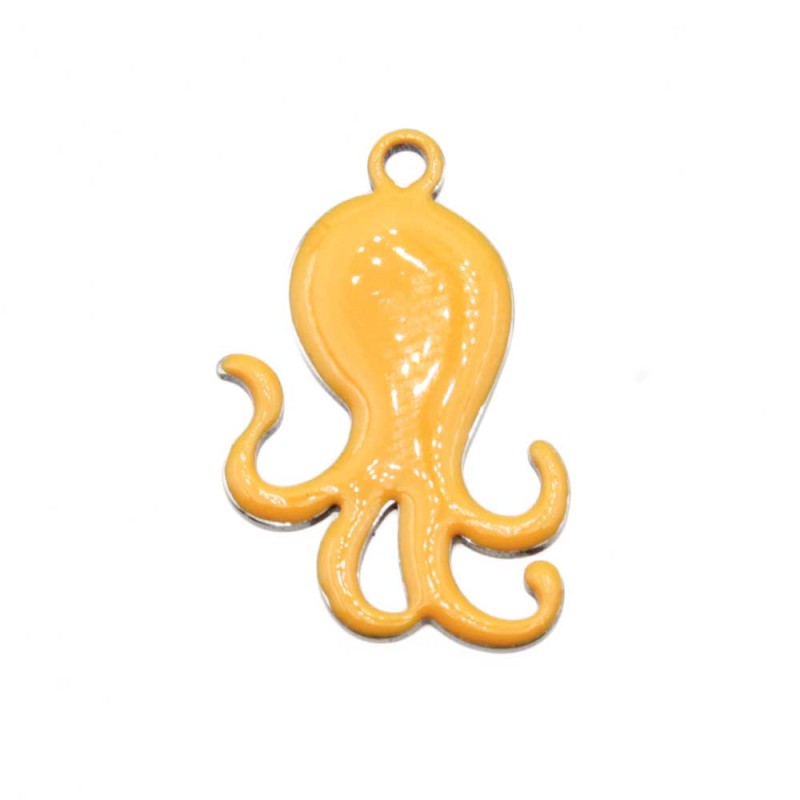 Charms polpo smaltato giallo 28x18 mm conf. 1 pz (pol-az2c) - pietreeminuterie.com