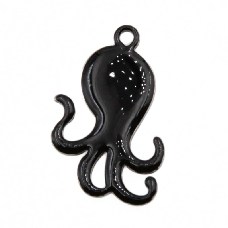 Charms polpo smaltato nero 28x18 mm conf. 1 pz (pol-ar389) - pietreeminuterie.com