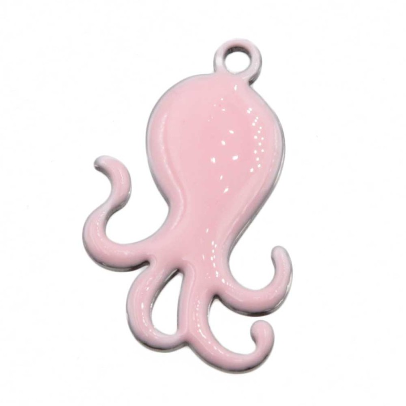 Charms polpo smaltato rosa 28x18 mm conf. 1 pz (pol-ar392) - pietreeminuterie.com