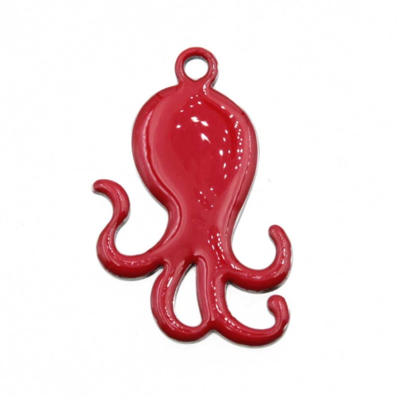Charms polpo smaltato rosso 28x18 mm conf. 1 pz (red-az22) - pietreeminuterie.com
