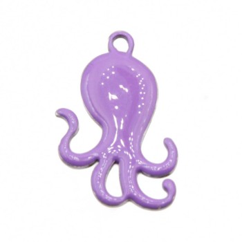 Charms polpo smaltato viola 28x18 mm conf. 1 pz