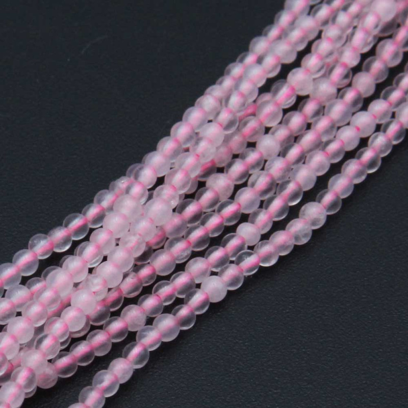 Quaro rosa tondo liscio 2 mm filo 40 cm (qq-2mm-1) - pietreeminuterie.com