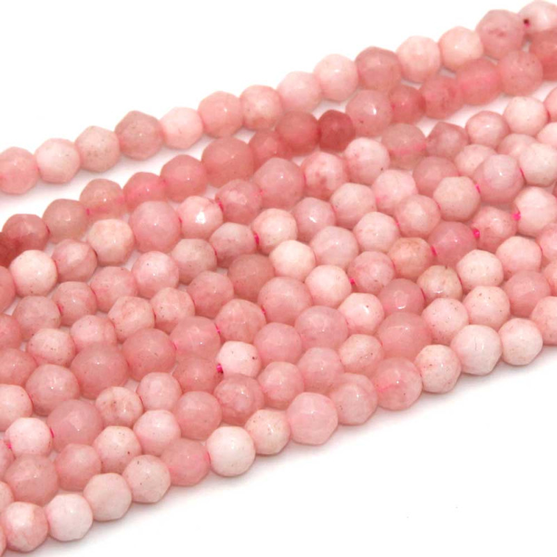 Quarzo rosa chiaro tondo sfacc. 3 mm filo 40 cm (quarz-4) - pietreeminuterie.com