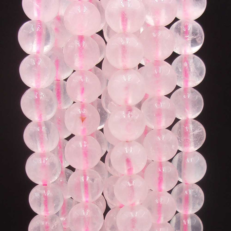 Quarzo rosa tondo liscio 10 mm grado A+ filo 40 cm (10mm8qq) - pietreeminuterie.com