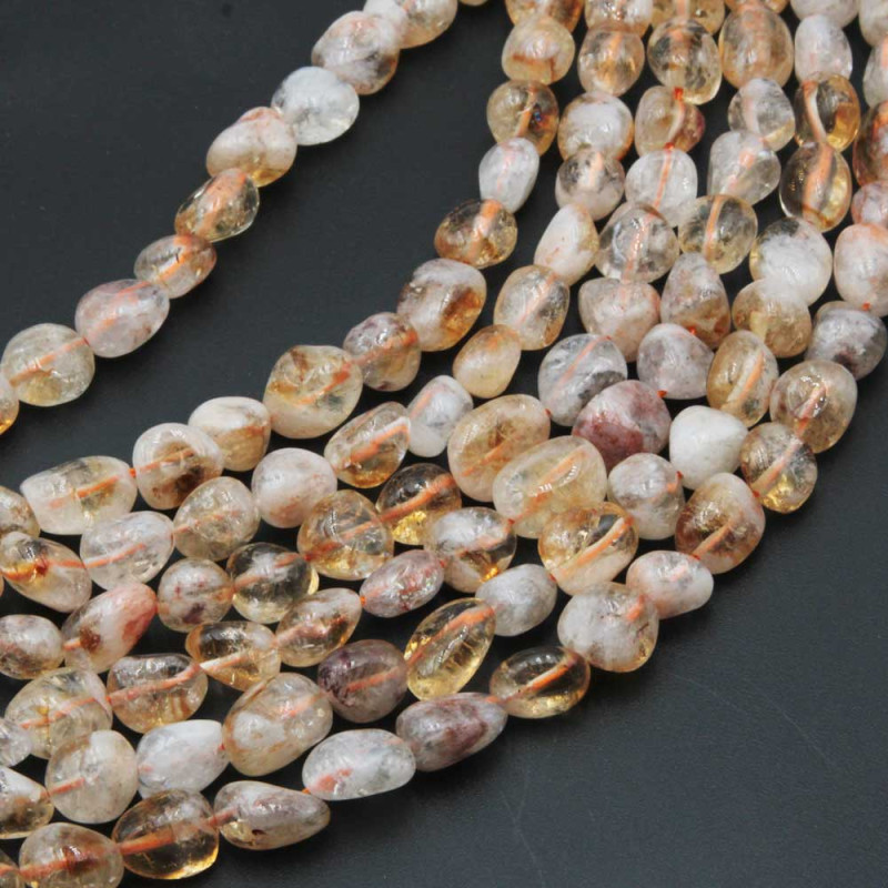 Quarzo citrino lemon pepite grado A++ filo 40 cm (cit-pe-9) - pietreeminuterie.com