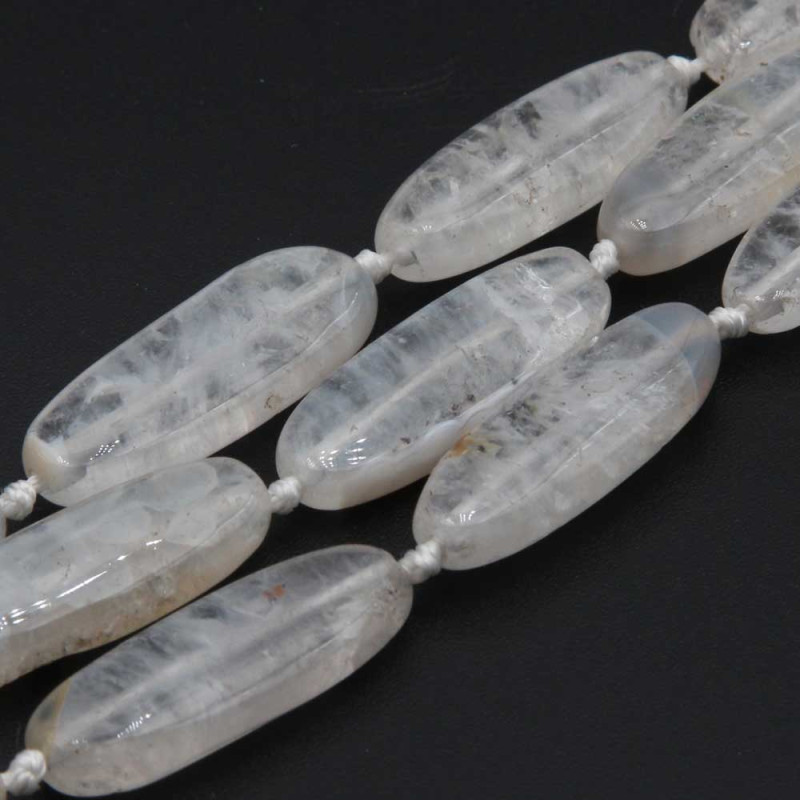 Quarzo bianco allungato liscio 27x10 mm 2 pz (quar-30mm) - pietreeminuterie.com