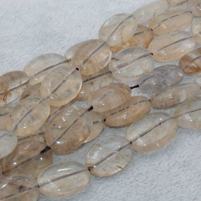 Quarzo citrino ovale liscio 18x13 mm filo 40 cm (qua-18mm) - pietreeminuterie.com