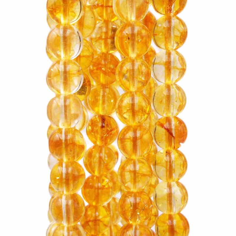 Quarzo citrino tondo liscio 8 mm grado A+++ conf. 10 pz (citri-8mm) - pietreeminuterie.com