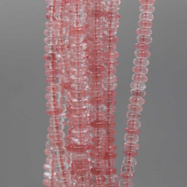 Pietre Dure Rondelle | Quarzo rosa Rondelle 4x2 mm filo 40 cm - qu66rond