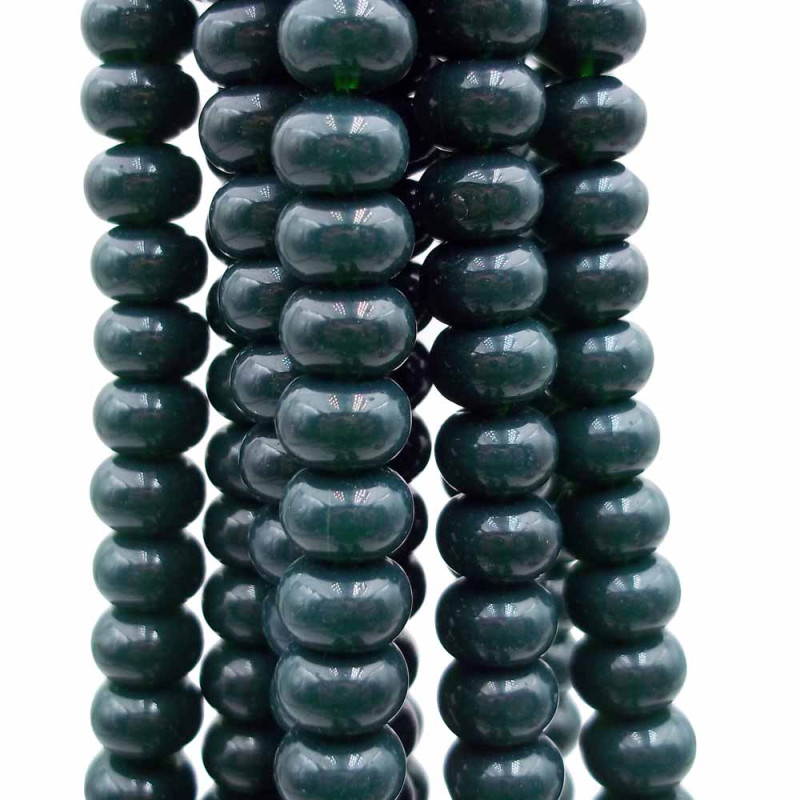 Perline rondelle in vetro verde smeraldo 8x4.5 mm filo 40 cm (sme559m) - pietreeminuterie.com