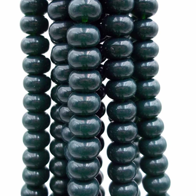 Perline rondelle in vetro verde smeraldo 8x4.5 mm filo 40 cm (sme559m) - pietreeminuterie.com