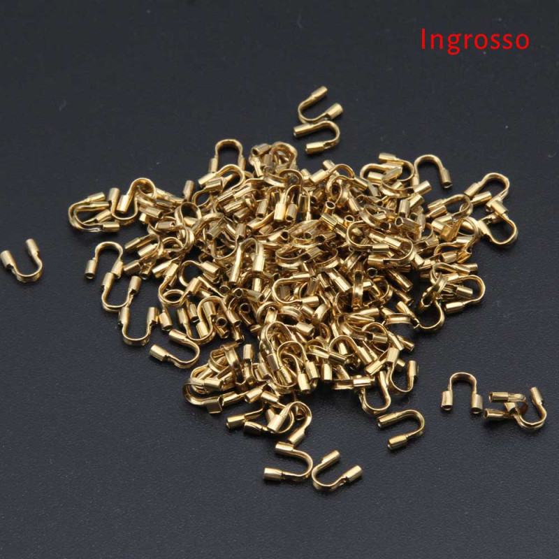 Pacco ingrosso Salvafilo in acciaio oro 6.3x5 mm 100 pz (sa-fi-2-ing) - pietreeminuterie.com