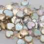 Stock charms cuori metallo con madreperla colorata 30 pz