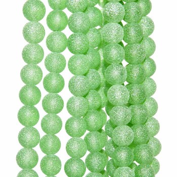 Perline Stardust satinate in vetro verdi chiaro 8 mm filo 40 cm