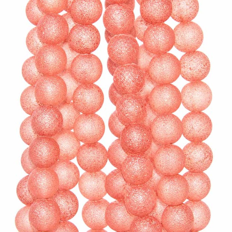 Perline Stardust satinate in vetro rosa antico 8 mm filo 40 cm Perline Stardust satinate in vetro rosa antico 8 mm filo 40 cm