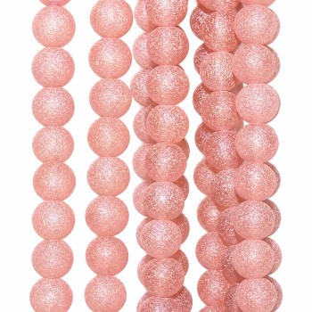 Perline Stardust satinate in vetro rosa antico 8 mm filo 40 cm