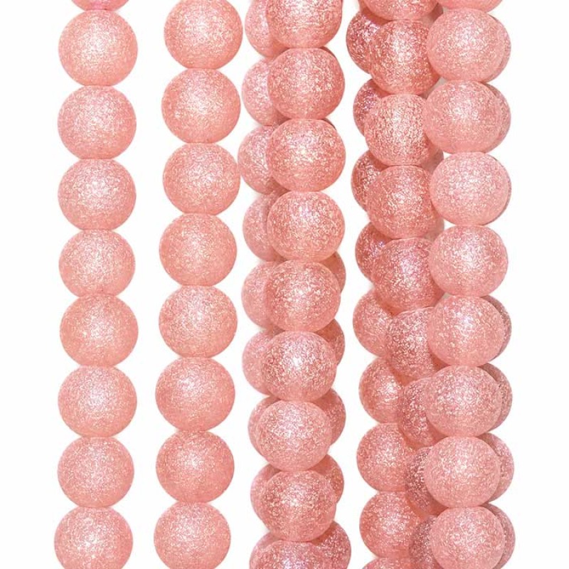 Perline Stardust satinate in vetro rosa antico 8 mm filo 40 cm Perline Stardust satinate in vetro rosa antico 8 mm filo 40 cm