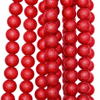 Perline Stardust satinate in vetro rosse 8 mm filo 40 cm