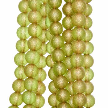 Perline Stardust satinate in vetro verdi 8 mm filo 40 cm