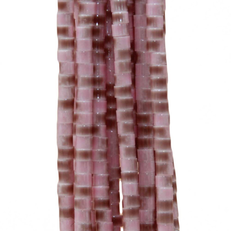 Perline in vetro tubicino 2.2x1.5 mm rosa antico marrone filo 40 cm (tub-vet-3) - pietreeminuterie.com