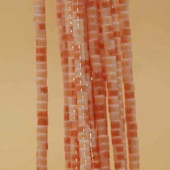 Perline in vetro tubicino 2.2x1.5 mm corallo filo 40 cm