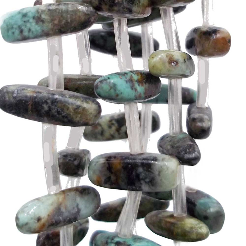 Turchese africano foro laterale 14/16 mm filo 40 cm (afrtu266) - pietreeminuterie.com